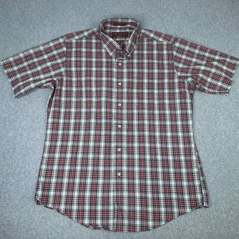 Vintage 90s Chaps Ralph Lauren Men's Size L Plaid Button Down Shirt Short Sleeve
